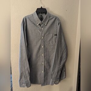 RVCA Men's Long Sleeve Button Down Slim Fit Oxford Woven Shirt Sz.L